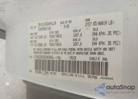 2005 Dodge Dakota St from USA, damaged, VIN 1D7HE22K25S345465